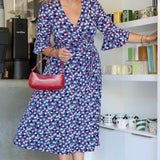 Portia Wrap Dress in Mauve Bubbles