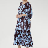 Priscilla Dress in Plum Dispersia with Tie