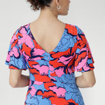 Women showcases floral dress in Can Can print 