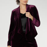 Romy Fluid Jacket in Wine Velour