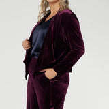 Romy Fluid Jacket in Wine Velour