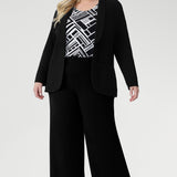 Lightweight, wrinkle-resistant, and easy to pack, it’s an ideal travel piece for women who value both style and practicality. Proudly designed and made in Australia, this elevated jersey top is available in sizes 8 to 24.