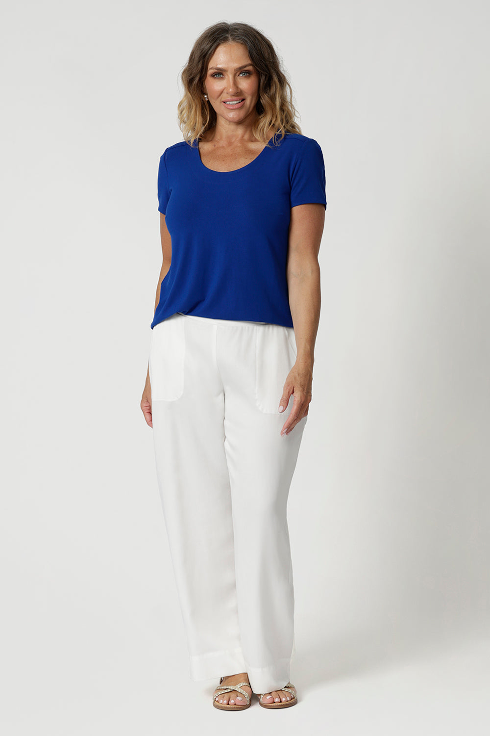 In a vibrant deep sapphire colour, this top adds a bold, contemporary pop to your wardrobe, while remaining versatile enough for both casual and more polished looks. The rich cobalt shade is eye-catching yet easy to style with a variety of bottoms. Easy care top is available in sizes 8-24.