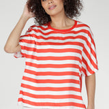 Designed in a relaxed fit with grown-on sleeves and a softly bound round neckline, this tee delivers an easy, flattering silhouette you’ll reach for again and again. 