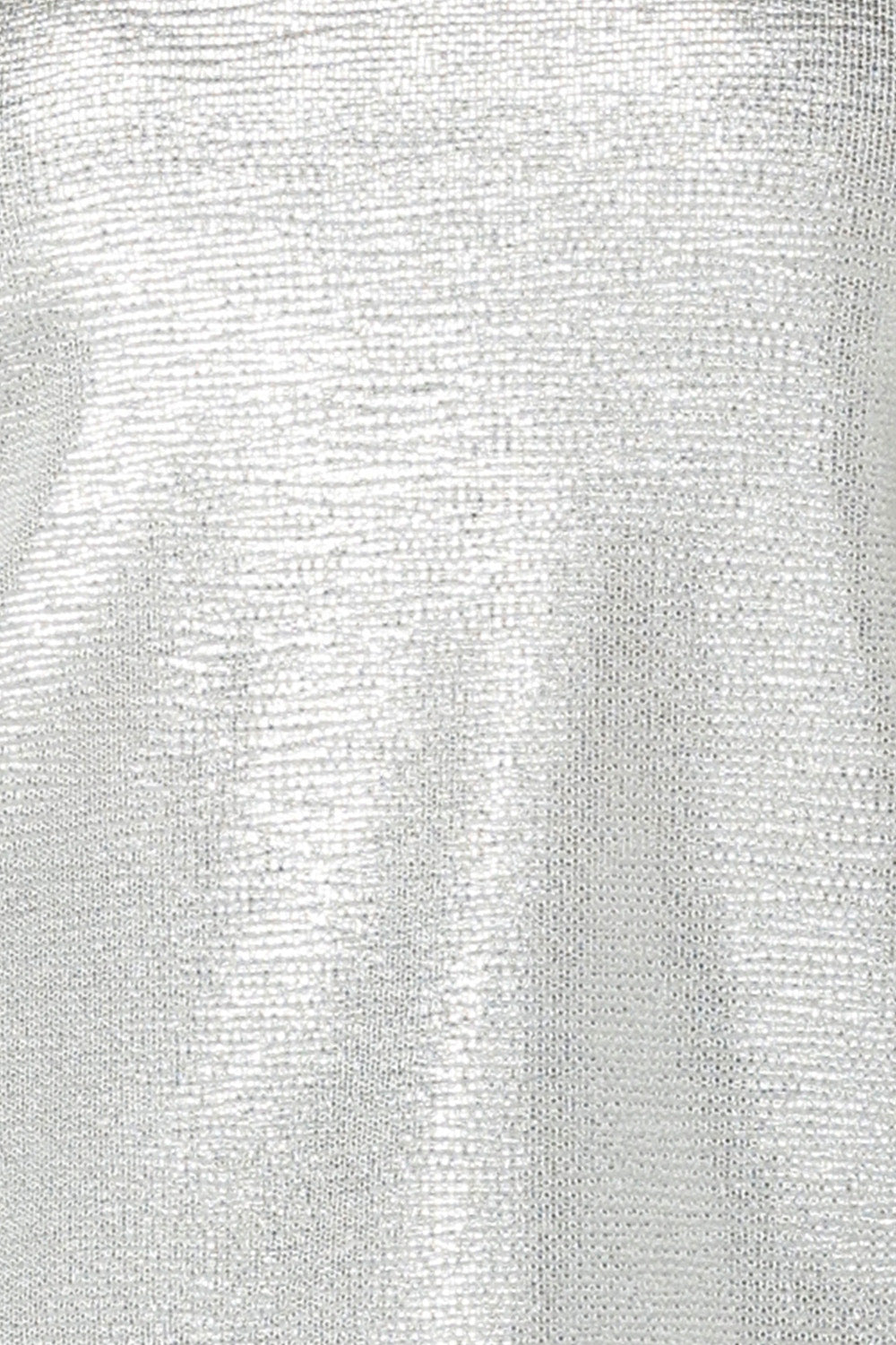 fabric swatch of sterling silver Xanadu, a shimmering jersey fabric in shades of sterling silver, this sparkly fabric is used by Australian and New Zealand women's fashion brand, L&F to make tops and accessories in their new occasionwear collection.
