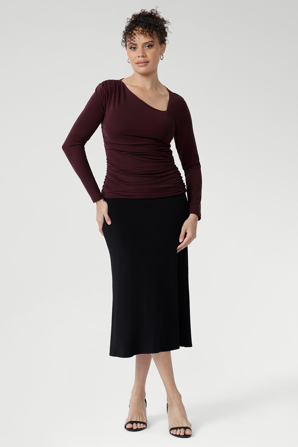 The Simmi Top transitions seamlessly from office hours to evening events, all while offering breathable comfort and proudly Australian craftsmanship. Made in Australia in sizes 8-24.