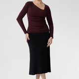 The Simmi Top transitions seamlessly from office hours to evening events, all while offering breathable comfort and proudly Australian craftsmanship. Made in Australia in sizes 8-24.