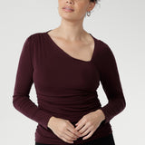 The fully double-layered bodice adds structure, while long sleeves provide year-round versatility. With its rich colour and contemporary design, the Simmi Top transitions seamlessly from office hours to evening events — all while offering breathable comfort and proudly Australian craftsmanship.