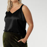 Soho Cami in Black Satin