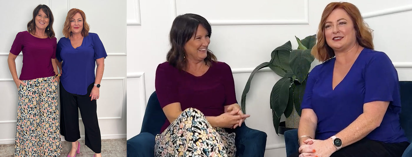 Fleur Richardson, owner of Australian and New Zealand women's clothing brand, L&F speaking with Shelly Horton on menopause, fashion and aging and style over 40 and 50.