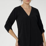 Made from a soft, breathable Tencel Viscose fabric, it boasts a sand-washed texture that feels luxurious against the skin and drapes beautifully, offering a flattering silhouette. Available in size 8-24.