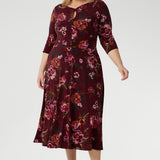 Thandie Dress in Burgundy Bloom