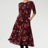 Thandie Dress in Burgundy Bloom