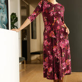 Thandie Dress in Burgundy Bloom