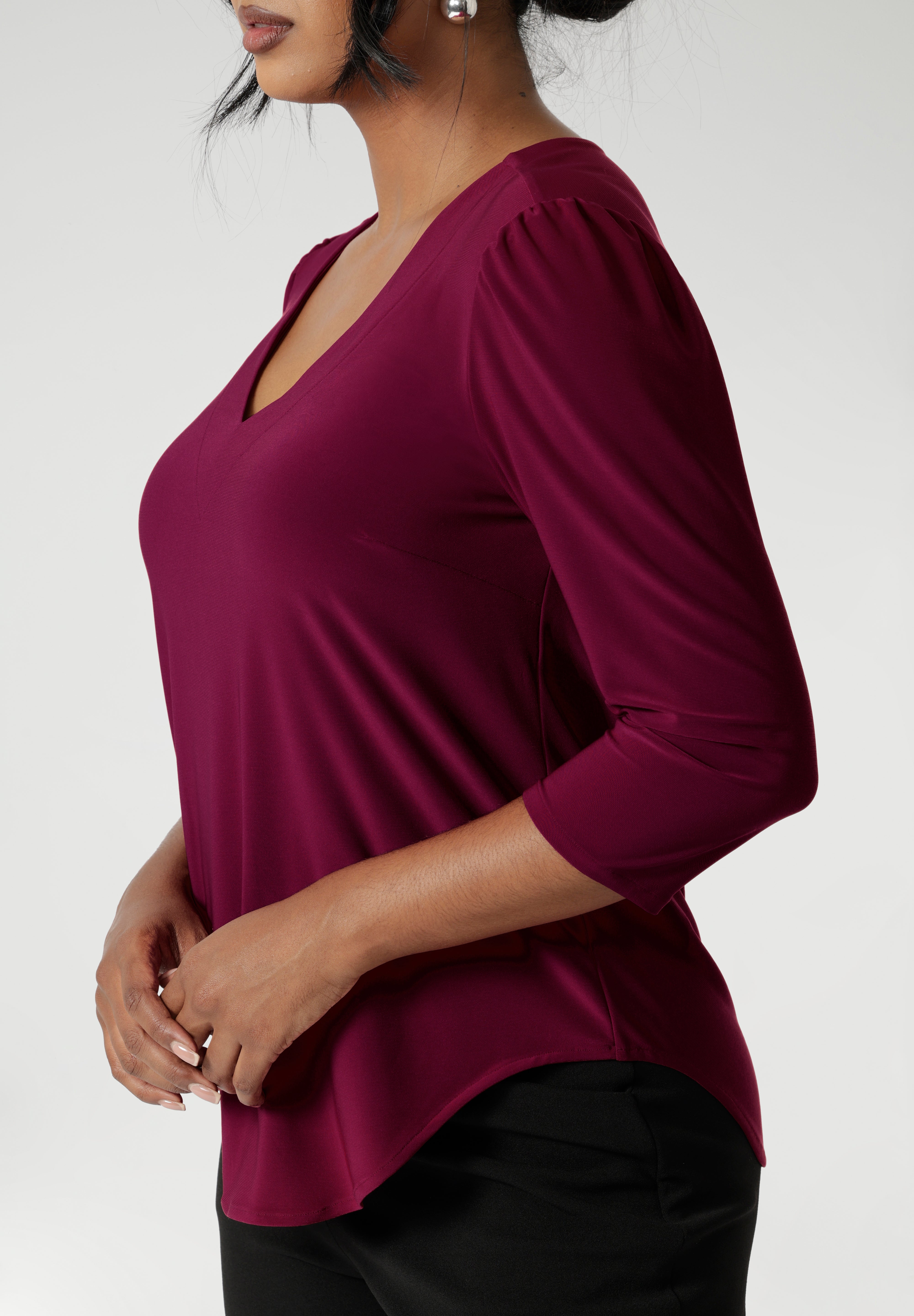 Made from Australian-made dry-touch jersey, the fabric has a soft stretch, ensuring all-day comfort and flexibility. The rich pink hue adds a touch of vibrant sophistication to your ensemble.