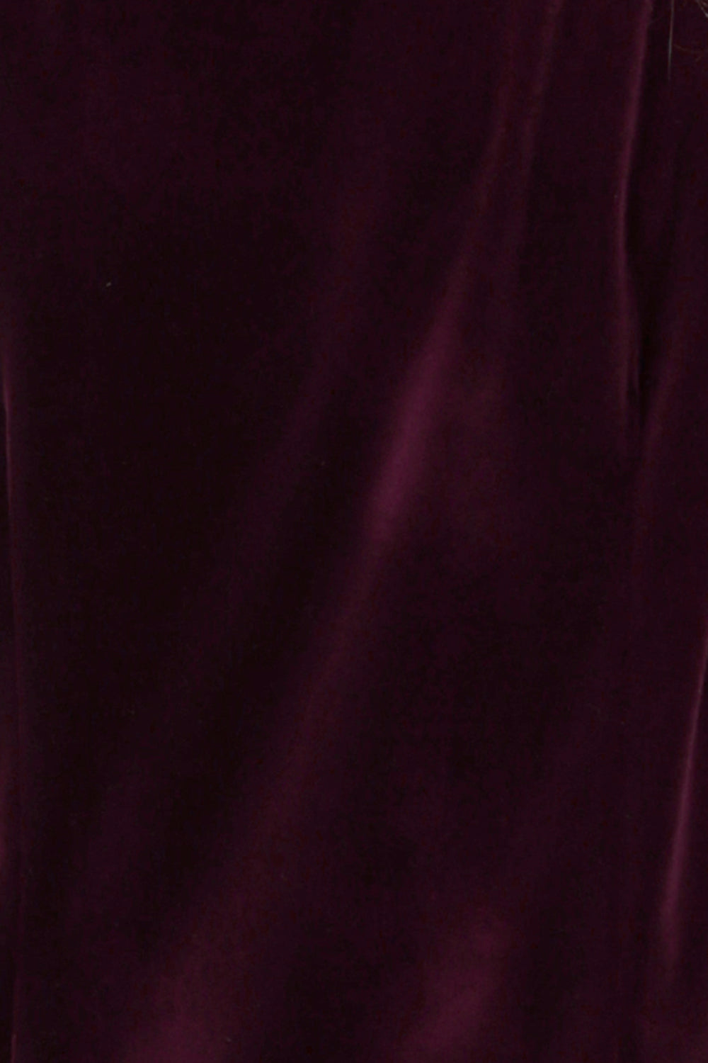 a swatch of Australian and New Zealand womenswear brand, L&F's Wine Velour used to make an elegant evening suit jacket for cocktail and event wear.