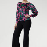 Zara Top in Garden Fantasia Stretch Silk