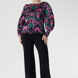 Zara Top in Garden Fantasia Stretch Silk