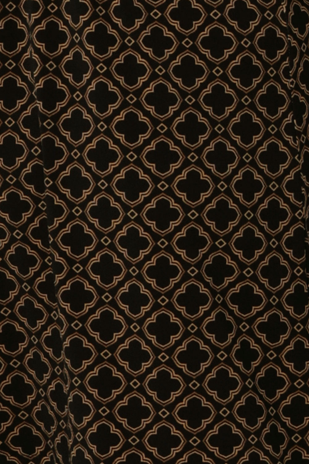 Black base tile print fabric for made in Australia fashion label Leina & Fleur