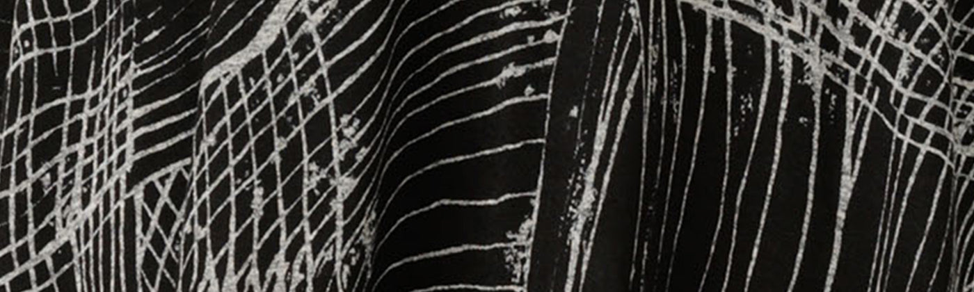 Swatch of Australian-made fashion label, Leina & Fleur's Textured Knit in black and white 'Zen Garden' pattern