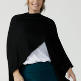 Cove Travel-Weight Poncho Black in Bamboo