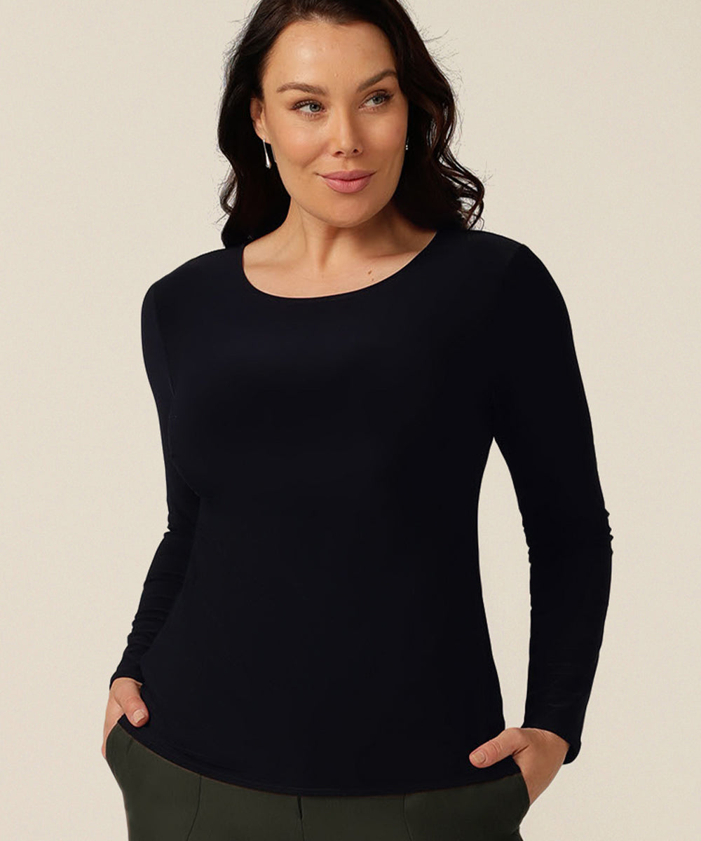 boatneck top with long sleeves