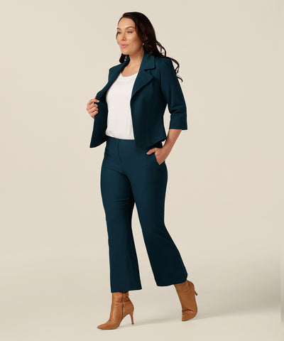 tailored jacket with structured collar and 3/4 length sleeves