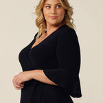 Wrap dress with romantic fluted sleeves