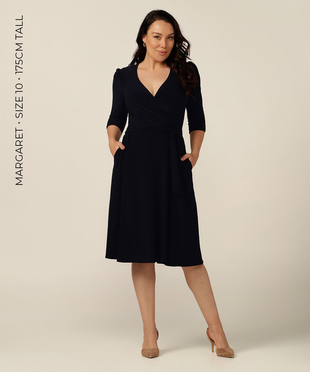 Luxe wrap dress with sleeve detail and pockets 